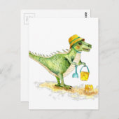 Baby Dinosaur T-Rex op het strand Briefkaart (Voorkant / Achterkant)