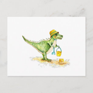 Baby Dinosaur T-Rex op het strand Briefkaart