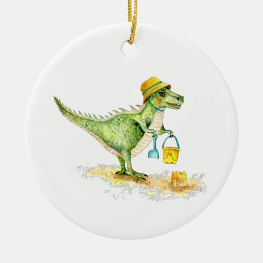Baby Dinosaur T-Rex op het strand Keramisch Ornament (Voorkant)