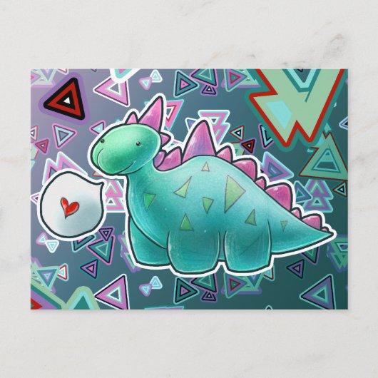 Baby Dinosaur Triangle Achtergrond Briefkaart (Voorkant)