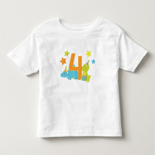 Baby Dinosauriërs vier jaar oud Shirt (Voorkant)