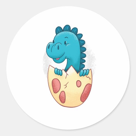 Baby Dinosaurus in Ei Ronde Sticker (Voorkant)