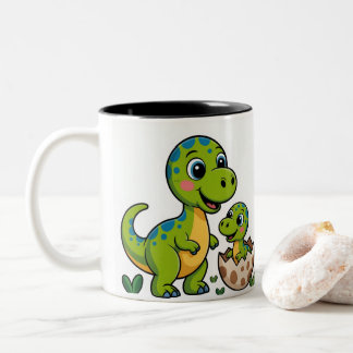 baby dinosaurus tweekleurige koffiemok