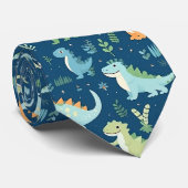 Baby-dinosauruspatroon Stropdas (Opgerold)