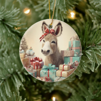 Baby Donkey familie Ornament, Donkey Lovers gesche Keramisch Ornament