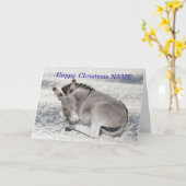 Baby Donkey in de sneeuw Kerst Kaart (Gele Bloem)