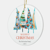 Baby Doodle Pine Kerstboom geschenken Keramisch Ornament (Links)