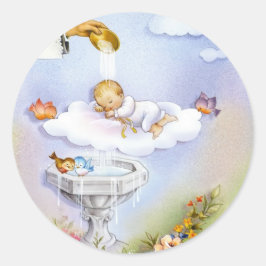 Baby doop doop uitnodigingskaart ronde sticker