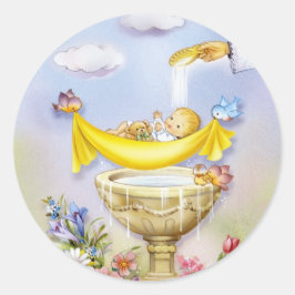 Baby doopaankondiging doop ronde sticker