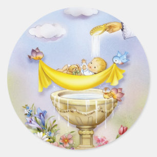 Baby doopaankondiging doop ronde sticker