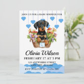 Baby douche uitnodigingen, Puppy thema uitnodiging (Staand voorkant)