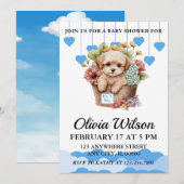 Baby douche uitnodigingen, Puppy thema uitnodiging (Voorkant / Achterkant)