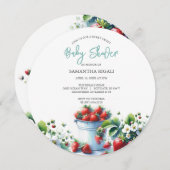 Baby Douche Uitnodigingen Waterverf Aardbeien (Voorkant / Achterkant)