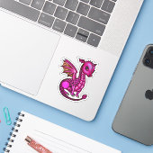 Baby Draak Illustratie Kleurrijke Draken Sticker (Laptop met iPhone)