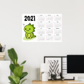 Baby draak Kalender 2021 Poster - zondag begint (Thuiskantoor)