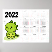 Baby draak Kalender 2022 Poster - Zondag start (Voorkant)