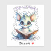 *~* Baby Draak leest - IK Verslind Boeken AP88 Sticker (Vel)