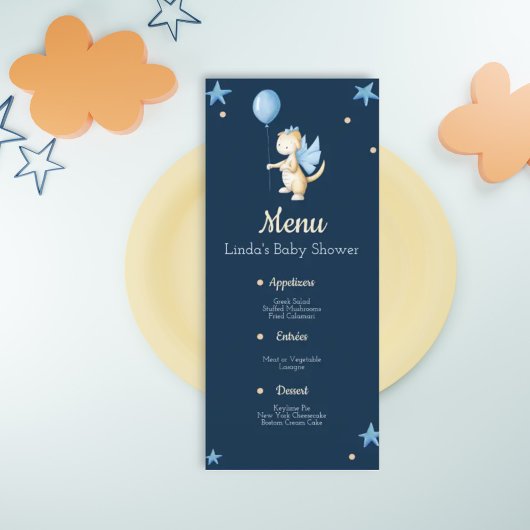 Baby Draak met menu BallonBaby shower