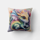 Baby Dragon Bloemenkunst Kussen (Achterkant)