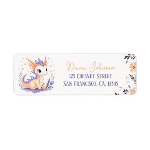 Baby Dragon Boho Floral Design - Retouradres Etiket