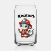 Baby Dragon brandweerman klaar om te redden! Blikvorm Glas (Achterkant)