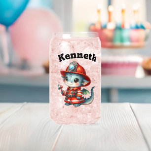 Baby Dragon brandweerman klaar om te redden! Blikvorm Glas