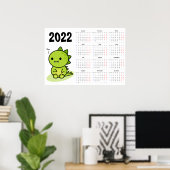 Baby dragon Calendrier 2022 Poster - Lundi début (Bureau à domicile)