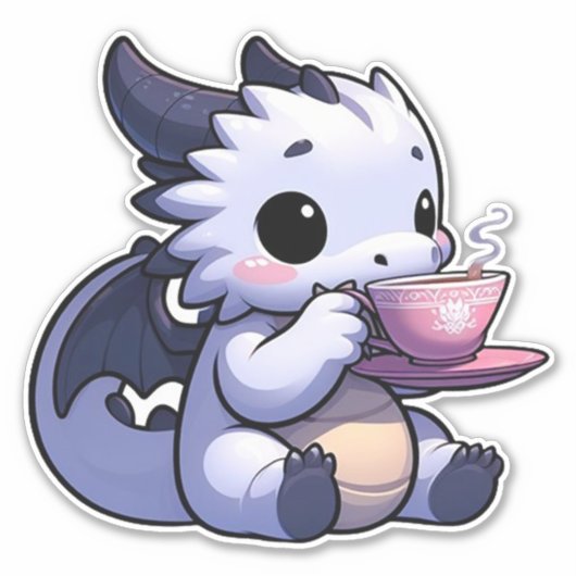 Baby Dragon drink thee Sticker (Voorkant)