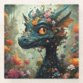 Baby Dragon Fantasy Glazen Onderzetter (Voorkant)