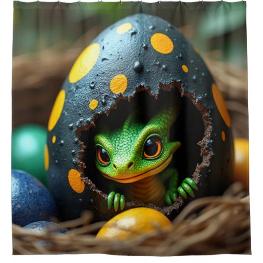 Baby Dragon Hatching Douchegordijn (Voorkant)