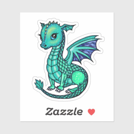 Baby Dragon Illustratie Sparkly Dragons Sticker (Vel)