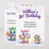 Baby Dragon Invitation d'anniversaire (Devant / Derrière)