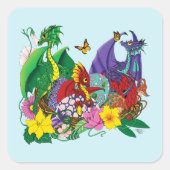 Baby Dragon Nest Fantasy Vierkante Sticker (Voorkant)