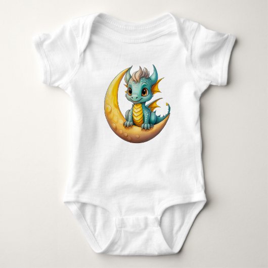Baby Dragon on the Moon – Fantasy Design for Littl Romper (Voorkant)
