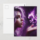 Baby Dragon Paarse Briefkaart (Voorkant / Achterkant)