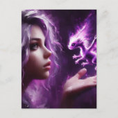 Baby Dragon Paarse Briefkaart (Voorkant)
