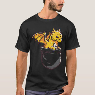 Baby Dragon Pocket Cute Fantasy Mythical Men Women T-shirt