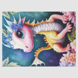 Baby Dragon Space Flowers Art Tissuepapier