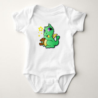 Baby dragon zuigen met duim - groen romper