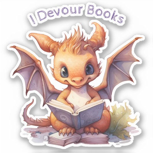 *~* Baby Drakenlezing - IK DEVOUR BOEKEN AP88 Sticker (Voorkant)