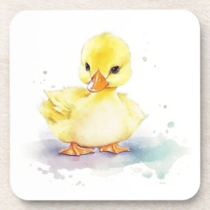Baby Duck 2 Watercolor dessous de verre en plastiq
