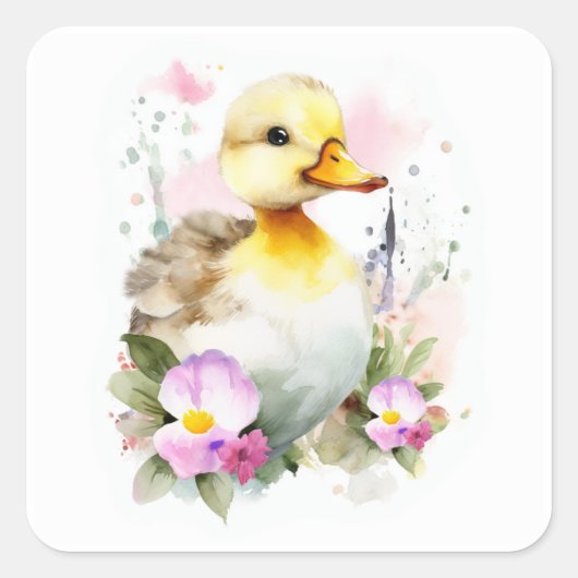 Baby Duck, Ducking Square Sticker (Voorkant)