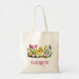 Baby Duck Gepersonaliseerde Paaseieren Hunt Canvas Tote Bag
