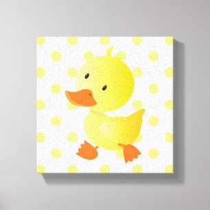 Baby Duck Polka Dots Kwekerij Kunst Canvas Afdruk