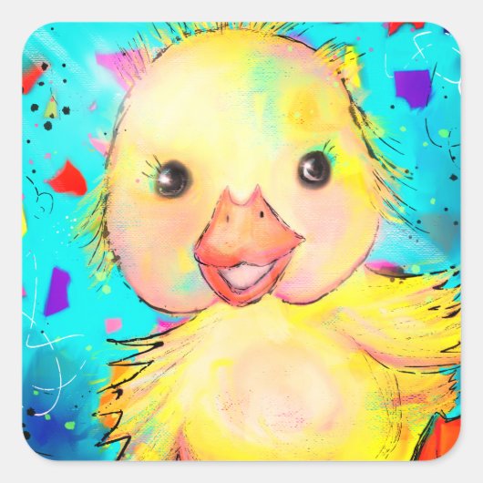 Baby Duck Vierkante Sticker (Voorkant)