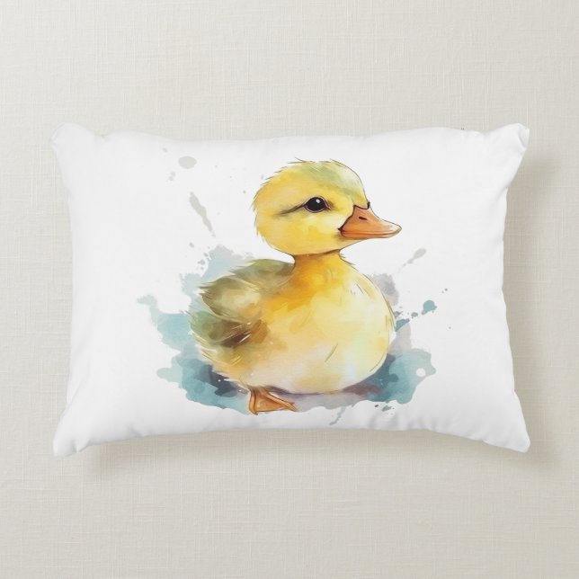Baby Duck Waterverf Accent Pillow Kussen (Voorkant)
