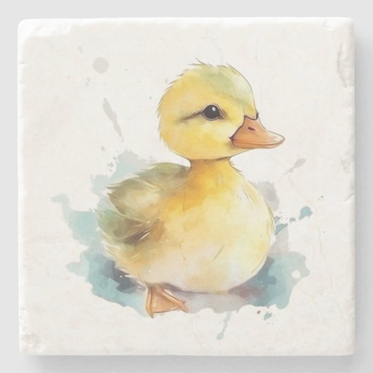 Baby Duck Waterverf Stone Onderzetter (Voorkant)