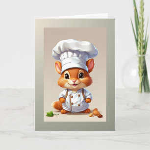 Baby Eekhoorn Chef Illustratie Lege Groet  Kaart