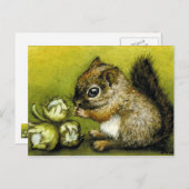 Baby eekhoorn en hazelnoten briefkaart (Voorkant / Achterkant)