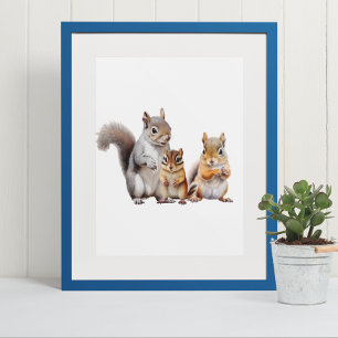 Baby Eekhoorns en Chipmunk kwekerij Poster